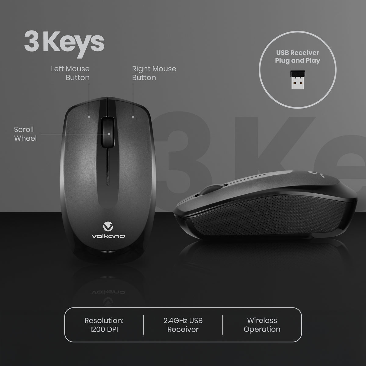 Volkano Focus Series 2.4GHz Wireless Ergonomic Mouse iTMaster
