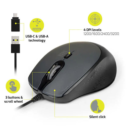 Port Connect USB Silent Wired Mouse iTMaster